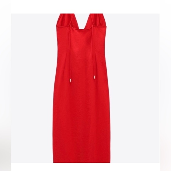 Zara Red Satin Midi Dress - Picture 4 of 5